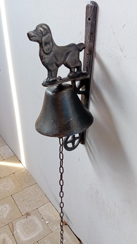 Antieke bel of klok met beeld van hond, Antiek en Kunst, Ophalen of Verzenden