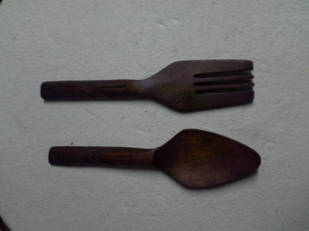 Houtsnijwerk Vork en Lepel, Antiek en Kunst, Overige onderwerpen, Houtsnijwerk, Ophalen of Verzenden, Handgemaakt