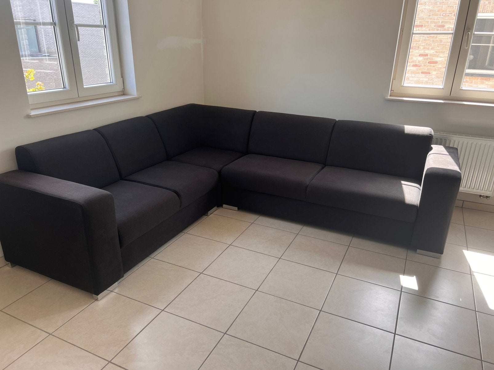 Stoffen hoeksalon zwart - 260x220, Huis en Inrichting, Ophalen, Zo goed als nieuw