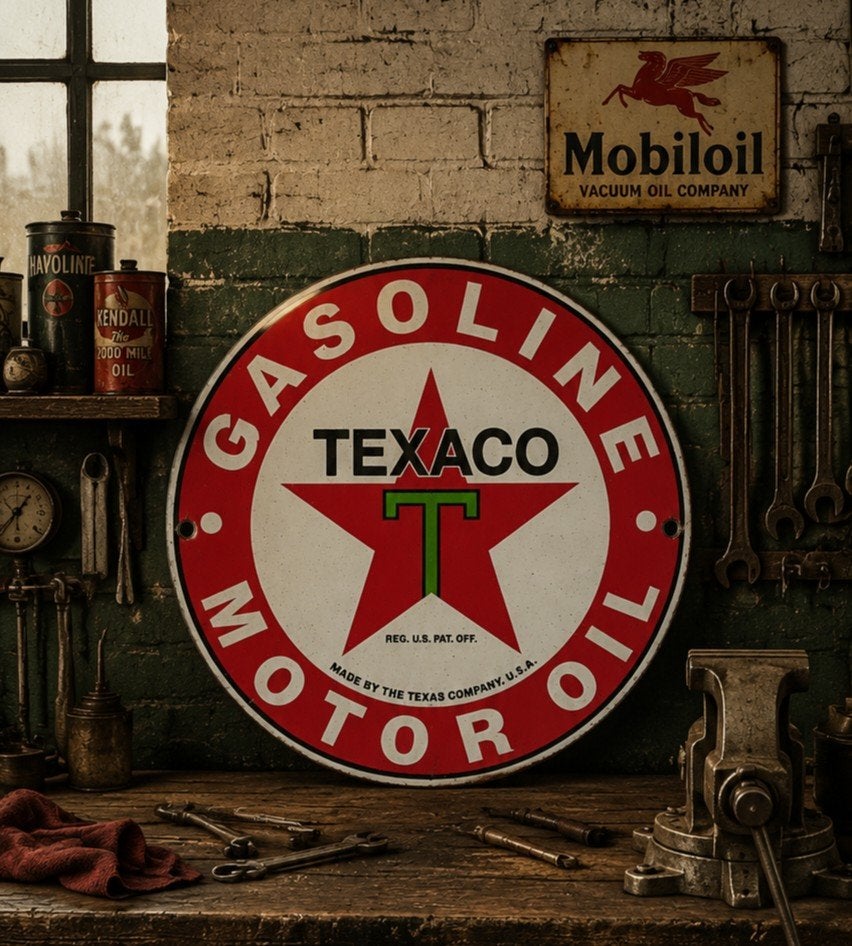 Enamel bord van Texaco, Verzamelen, Merken en Reclamevoorwerpen, Ophalen of Verzenden, Zo goed als nieuw, Reclamebord