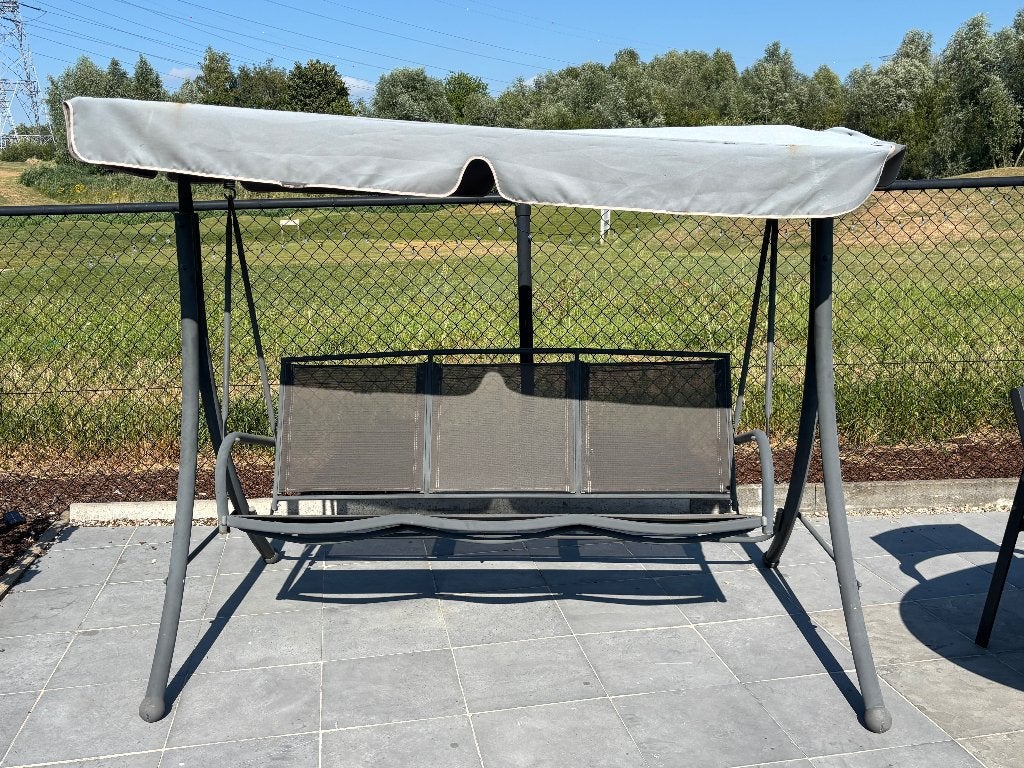 Tuinschommel met luifel, Ophalen, Gebruikt, Metaal, Schommelbank