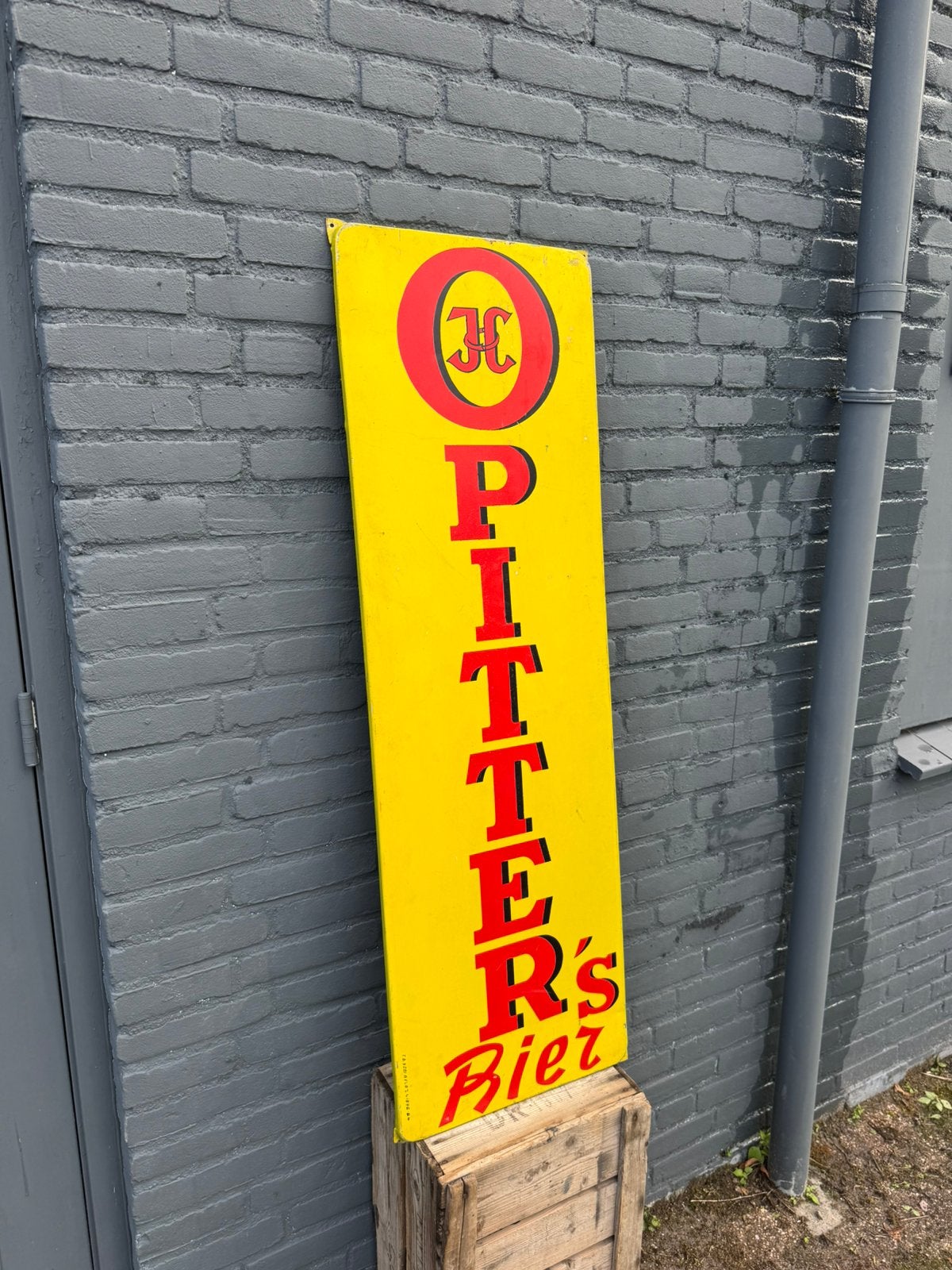 OPitter’s Pils oud reclamebord 1964, Reclamebord, Gebruikt, ., Ophalen of Verzenden