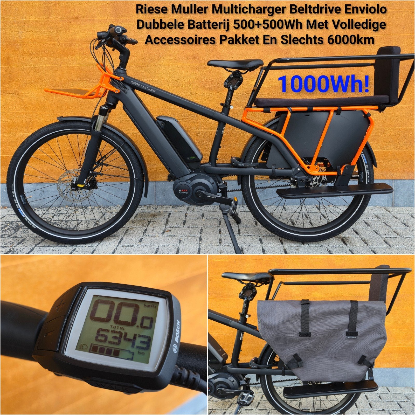 Riese muller multicharger Longtail Rx-chip 1000Wh 2 kidszits, Fietsen en Brommers, Zo goed als nieuw, 47 tot 51 cm, 50 km per accu of meer