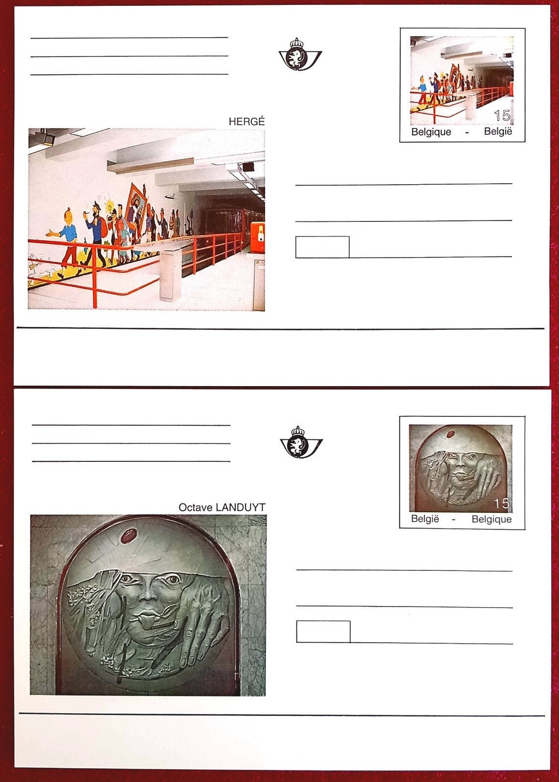 1993-1997 Cartes postales spéciales - Œuvres d'art métro Bxl, Timbres & Monnaies, Neuf, Non oblitéré, Art, Envoi