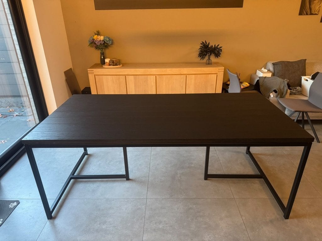 Massief eiken eetkamertafel, Ophalen, 100 tot 150 cm, Eikenhout, 200 cm of meer