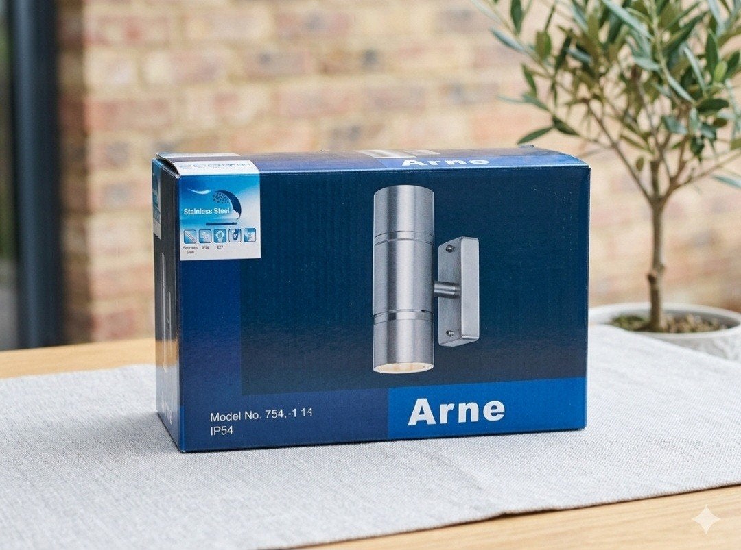 Luxe RVS  buitenlamp UP en DOWN met moderne uitstraling, Tuin en Terras, Ophalen of Verzenden