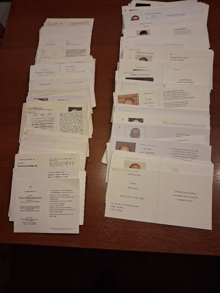 Bidprentjes MUNSTERBILZEN 455 stuks, Ophalen of Verzenden, Bidprentje