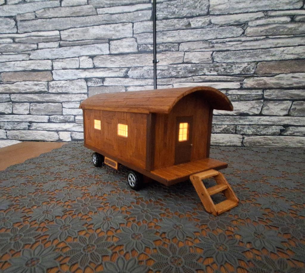 Woonwagen Miniatuur met verlichting., Verzenden, Nieuw, Decoratie
