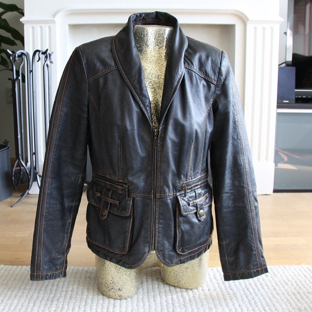 Leren 4Side Jas (Maat 40) € 45,-, Maat 38/40 (M), Verzenden, Zwart, Zo goed als nieuw