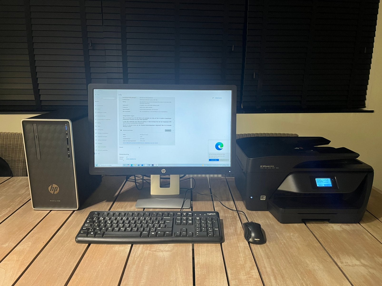 HP Pavilion pc-set – 23″ scherm, printer, toetsenbord + muis, 8 GB, Ophalen of Verzenden, Zo goed als nieuw, HDD