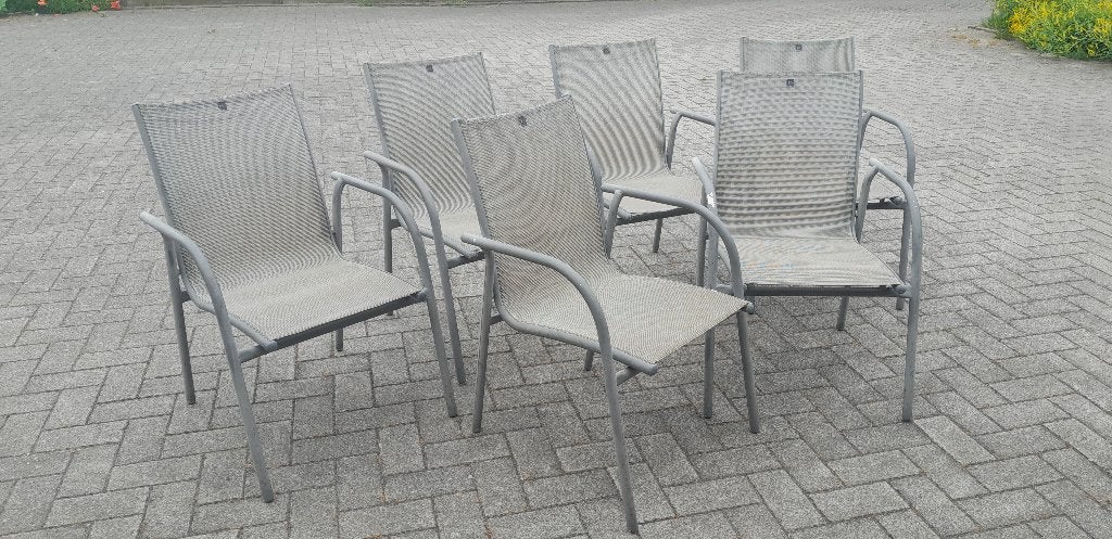 6x degelijke aluminium stapelbare tuinstoelen, Enlèvement, Aluminium