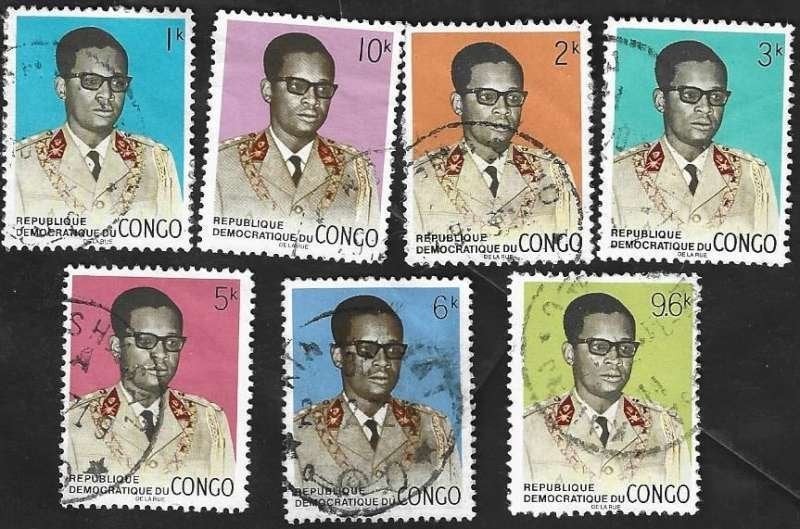 7 Postzegels Congo-Kinshasa 1969 Mobutu, Enlèvement ou Envoi, Autres pays, Affranchi