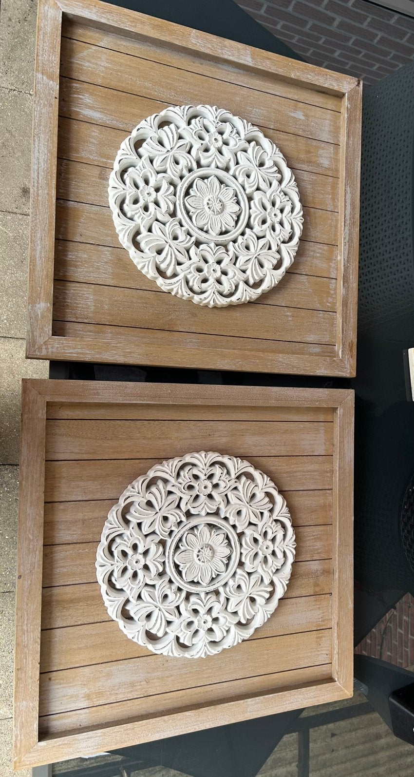 2 stuks houten wanddecoratie, Huis en Inrichting, Ophalen, Gebruikt, Overige typen, Overige kleuren