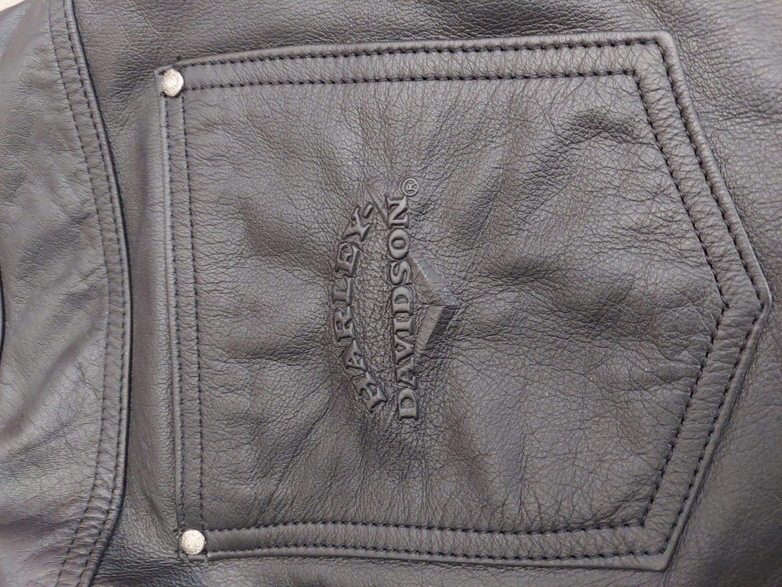 Zwart Lederen Harley Davidson broek  maat 32, Ophalen