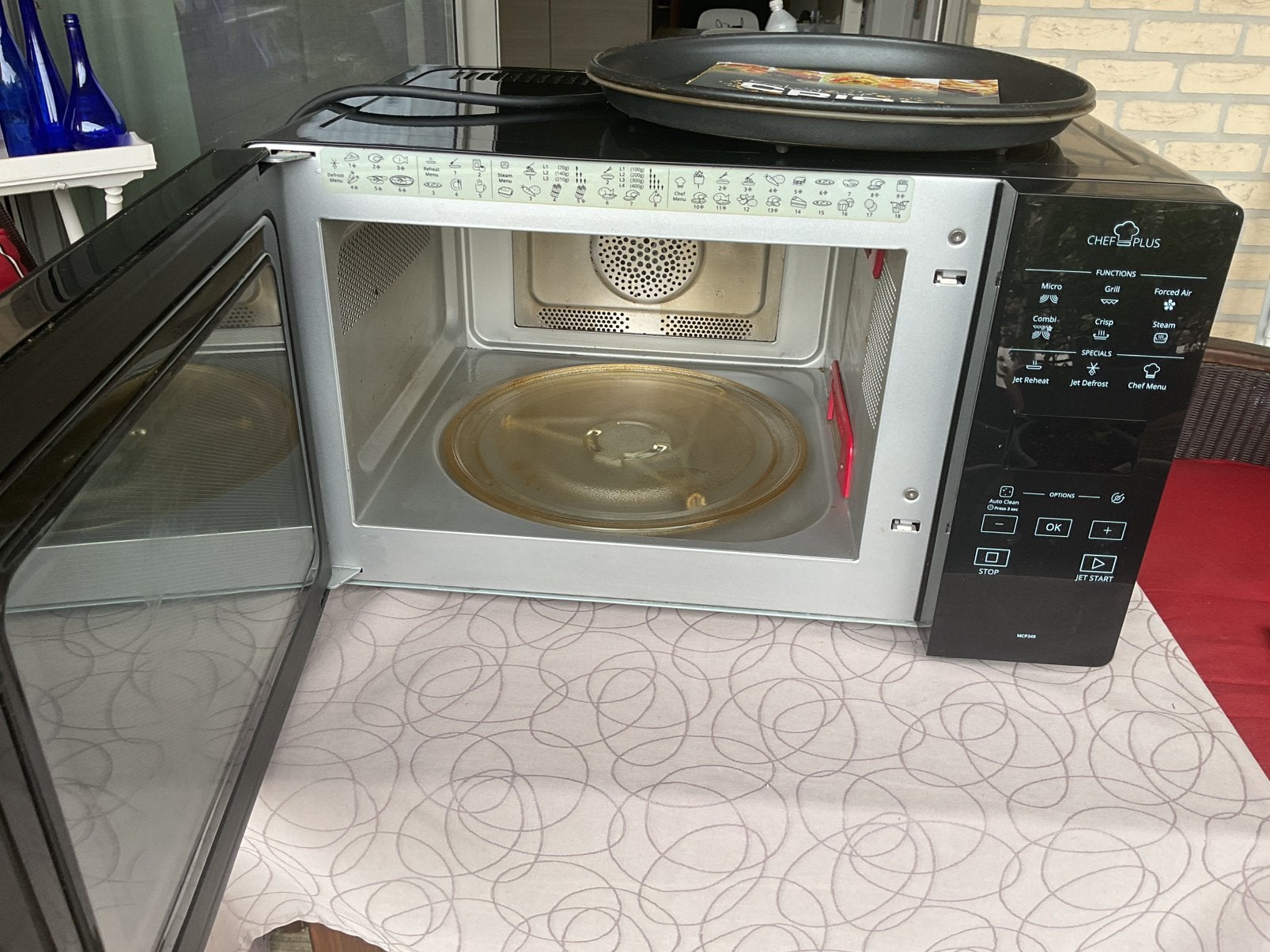 Combi microgolfoven wirldpool, Ophalen, Grill, Zo goed als nieuw, Vrijstaand