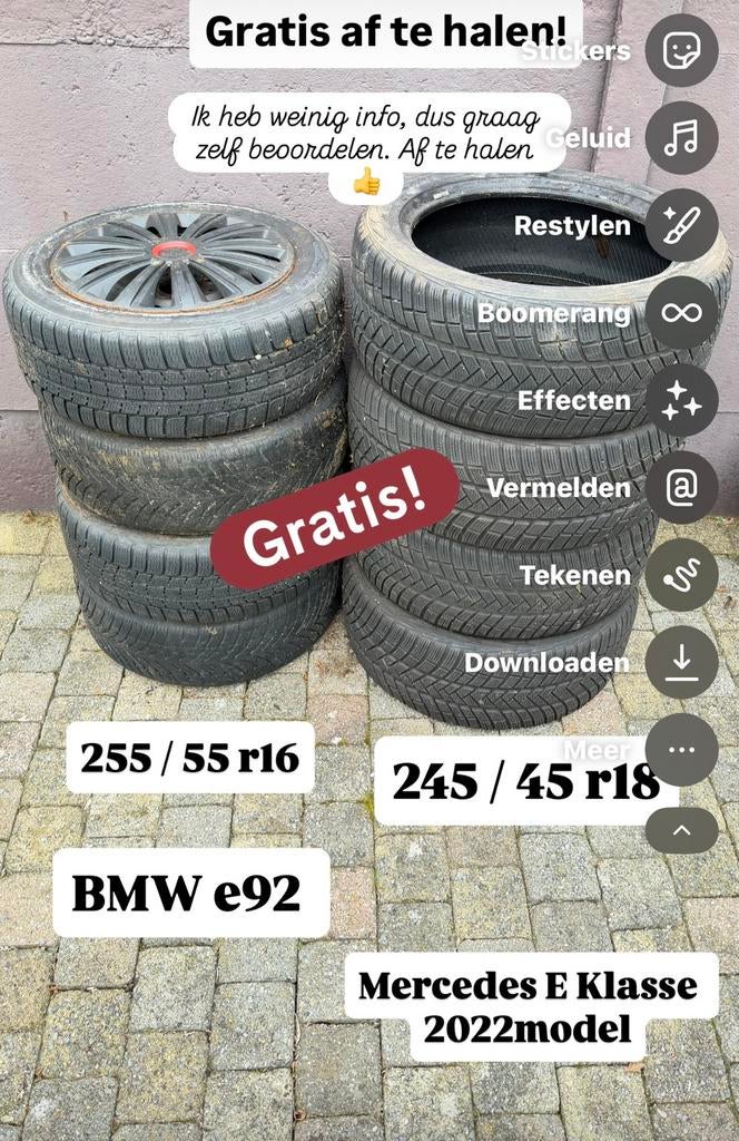 Opgehaald !!! Volledig gratis! banden!!, Enlèvement, Utilisé