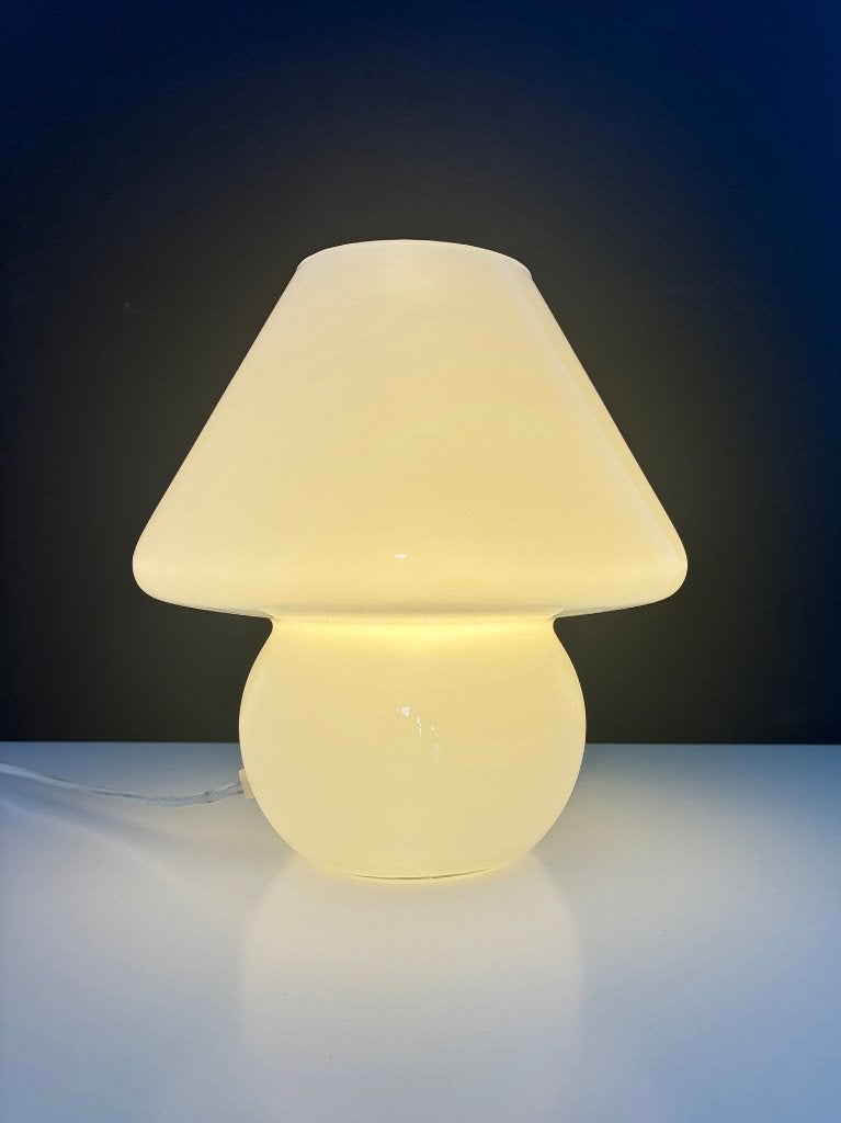 Lampe champignon verre opale (années 80), Antiquités & Art, Enlèvement ou Envoi