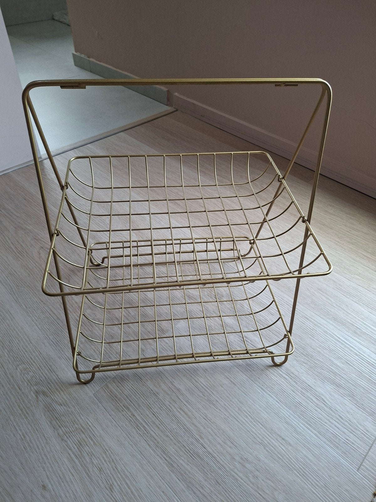 Goudkleurig rekje met 2 mandjes, Ophalen, Metaal, Inklapbaar, Art deco