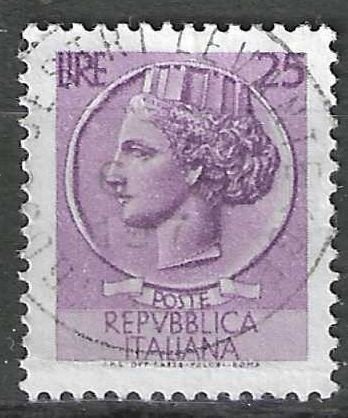 Italie 1955/1960 - Yvert 716 - Pièce Syracuse - 25 l. (ST), Timbres & Monnaies, Timbres | Europe | Italie, Affranchi, Envoi