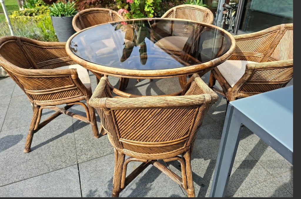 ROTAN TUIN/TERRAS  SET, Tuin en Terras, Ophalen, 5 zitplaatsen, Gebruikt, Rotan