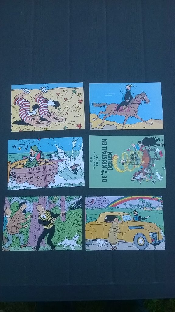 Tintin: 6 Cartes postales, Plusieurs BD, Enlèvement ou Envoi, Utilisé, Hergé
