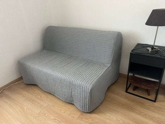 Canapé-lit 2 pers., 100 cm, Gris, Comme neuf, Enlèvement