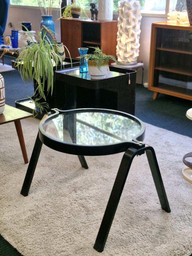 Scandinavische vintage design salontafel, Ophalen, Gebruikt, Glas, Vintage