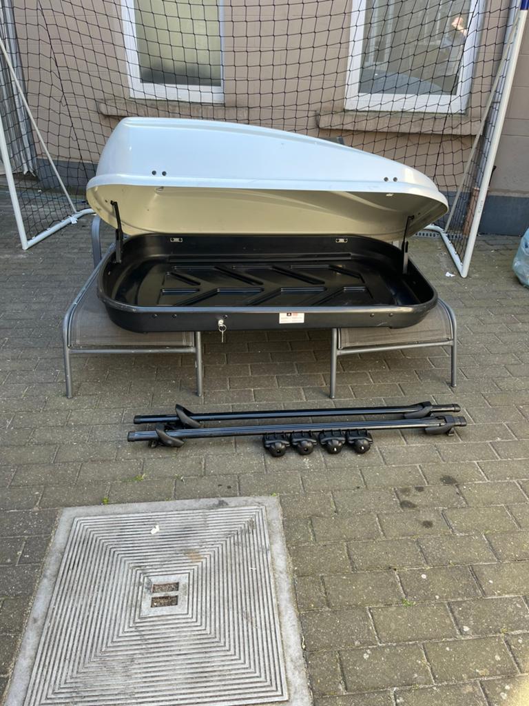Dakkoffer + stangen, inclusief sleutels., Auto diversen, Dakkoffers, Gebruikt, Ophalen