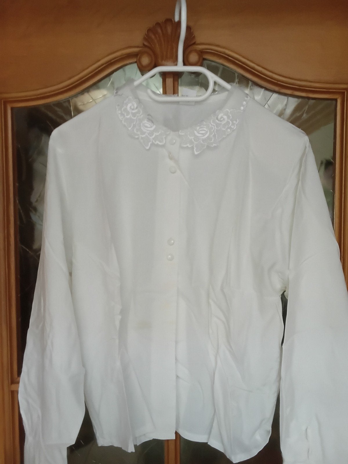 0ude viscose hemdsbloes, Ophalen of Verzenden, Gedragen, Maat 38/40 (M), Wit