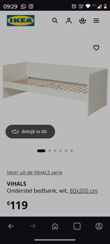 Ikea Vihals bedbank, Huis en Inrichting, Ophalen, Nieuw, Eenpersoons, Wit