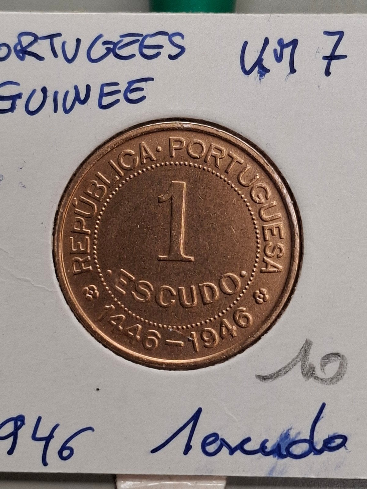 Portugees Guinee 1 escudo 1946 km7 unc, Timbres & Monnaies, Enlèvement ou Envoi, Guinée