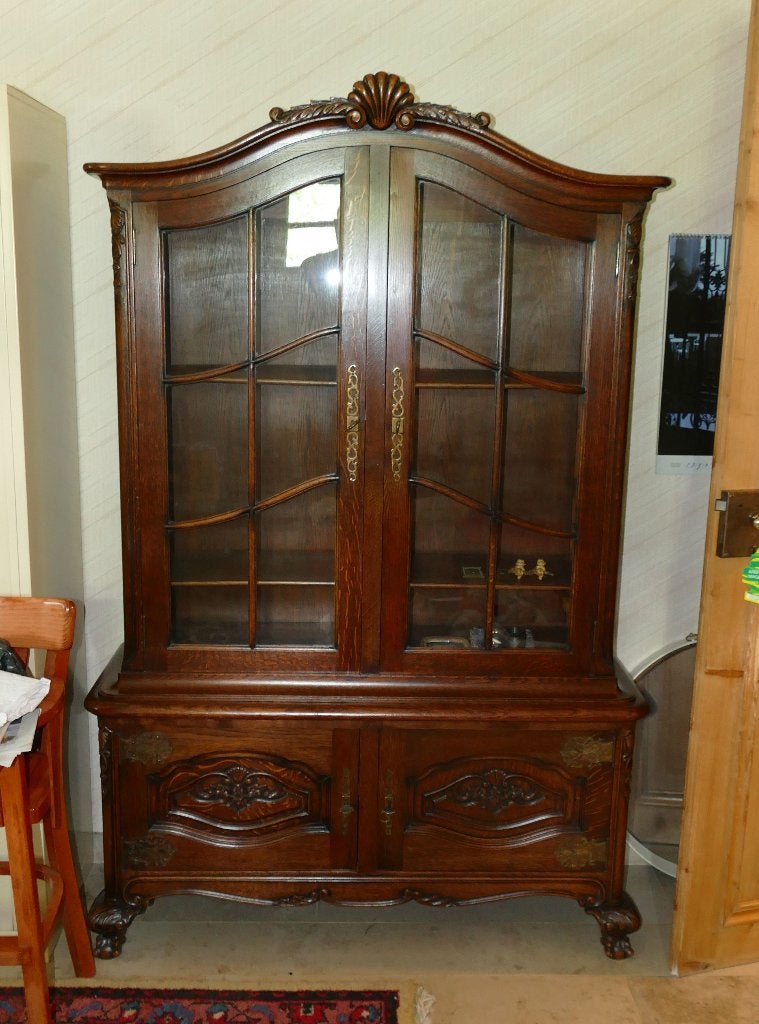 2 Klassiek houten vitrinekasten (Prijs per stuk), Maison & Meubles, Armoires | Vitrines, 25 à 50 cm, Avec porte(s), 100 à 150 cm