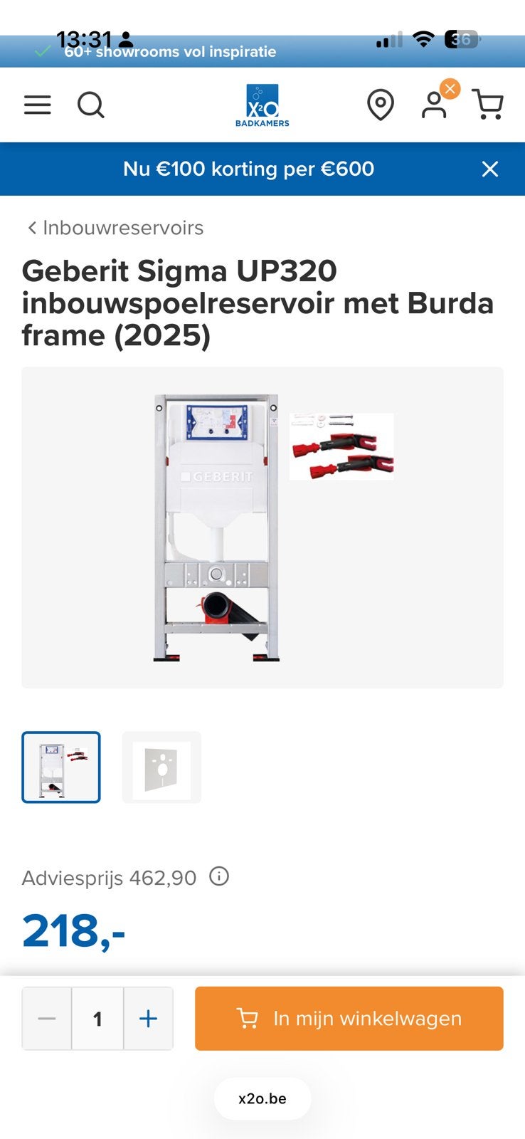 Geberit sigma up320 inbouwspoelreservoir met burda frame, Enlèvement, Neuf, Toilettes