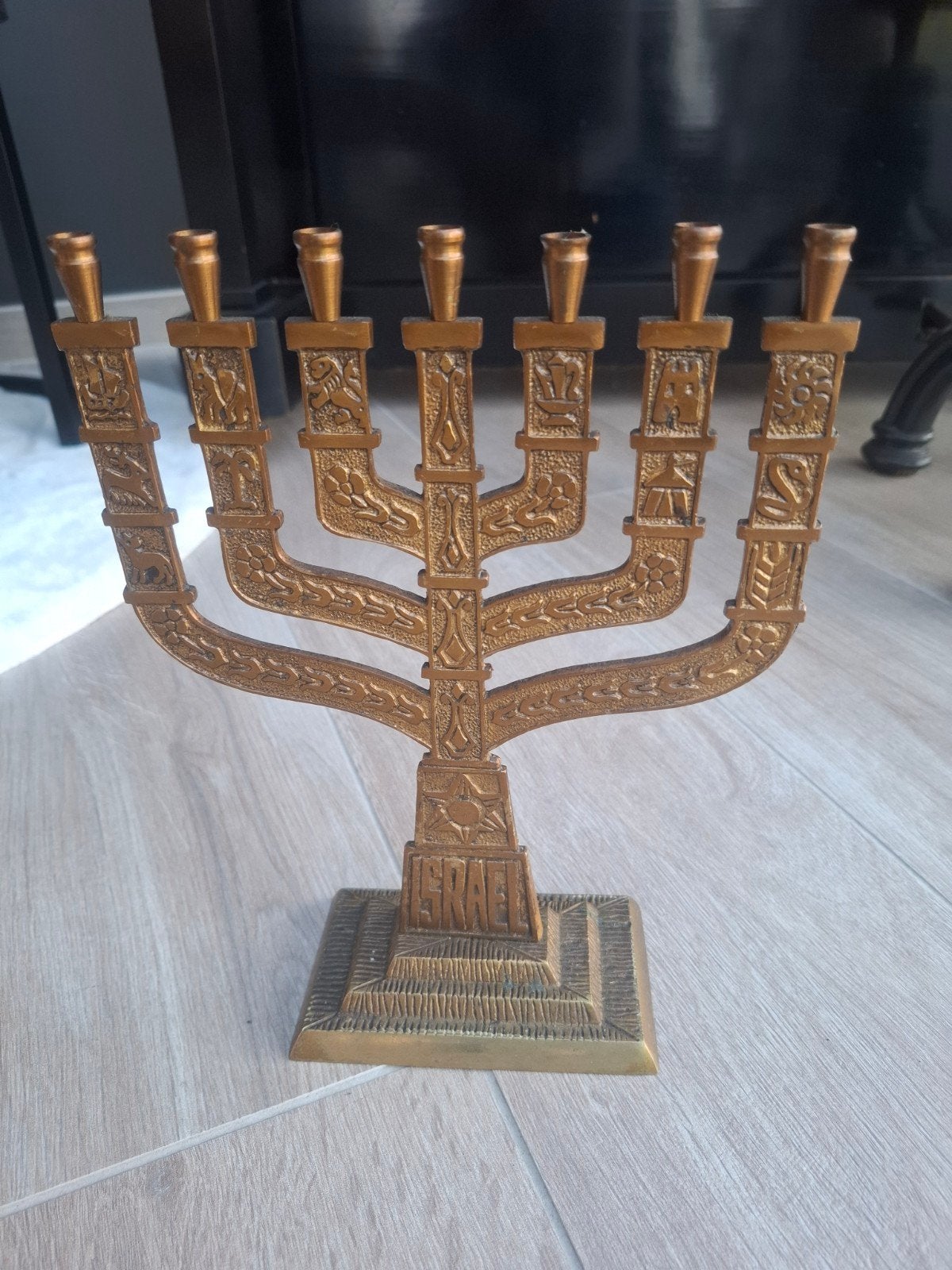 vintage messing menora 7 armig Israel jaren 60/70, Antiek en Kunst, Ophalen