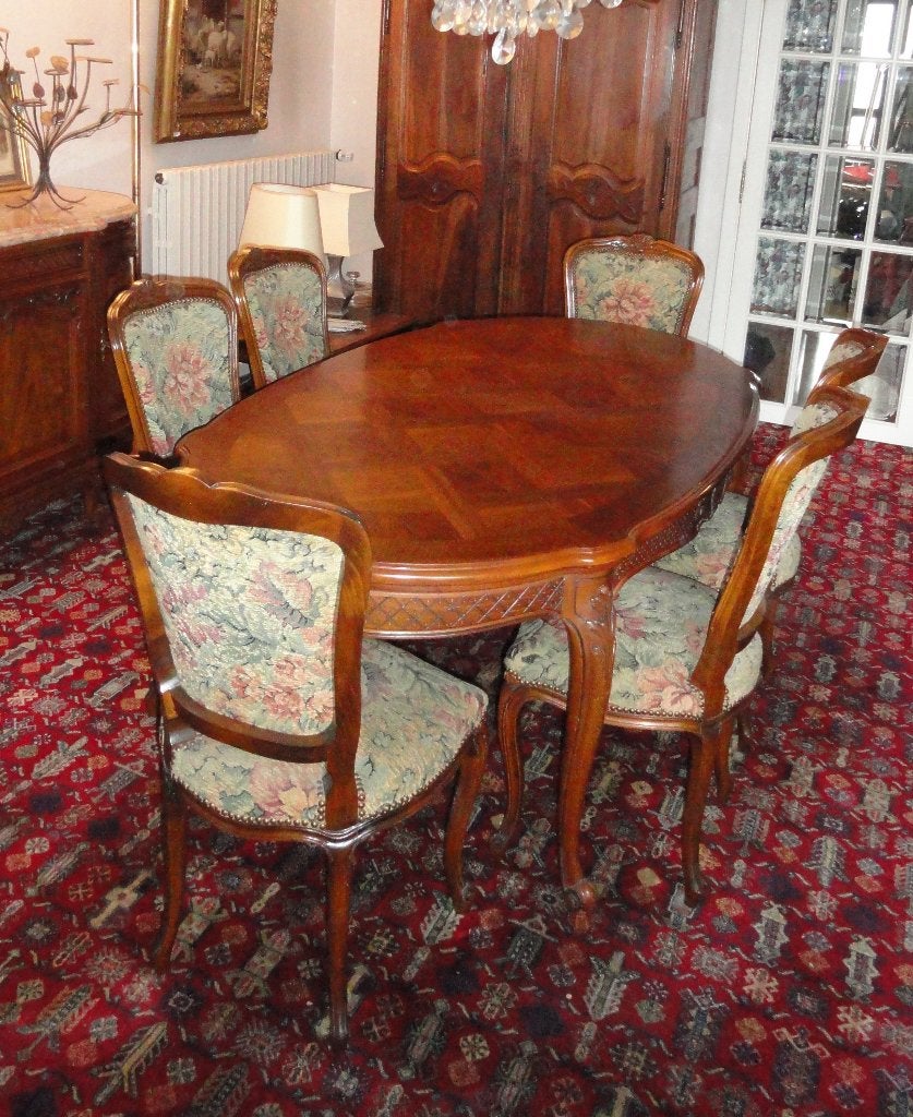 Prachtige Uitschuifbare tafel met 6 Stoelen - JP Ehalt, Louis XVI, 150 à 200 cm, Cinq personnes ou plus, Enlèvement