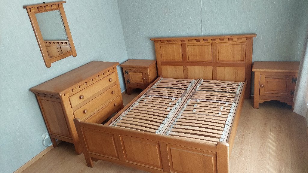 Massief houten slaapkamer, Ophalen, Gebruikt, Tweepersoons, Massief hout