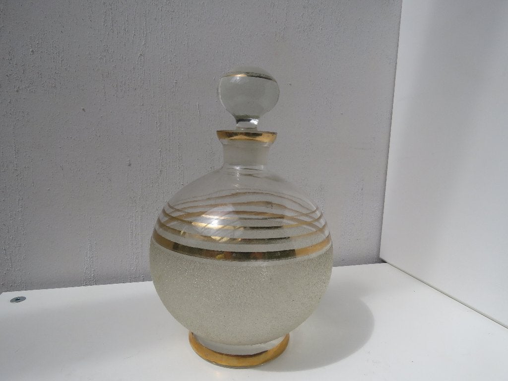 Carafe Boho Decanter Art Déco avec lignes dorées, Antiquités & Art, Enlèvement ou Envoi
