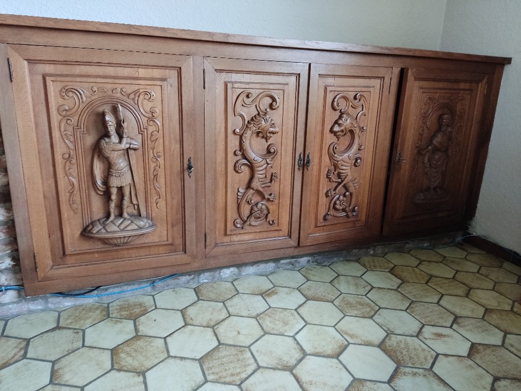 eiken dressoirkast, Ophalen, Gebruikt, Eikenhout, Met deur(en)