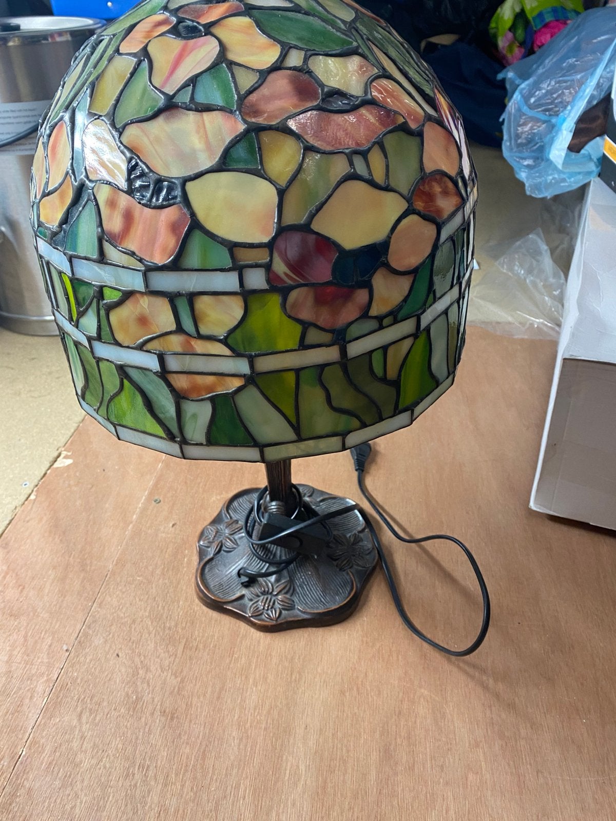 Prachtige lamp met glas en lood, Ophalen, Zo goed als nieuw, Glas