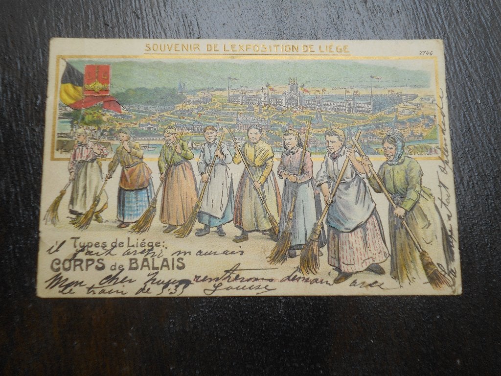 ancienne carte postale exposition Liege 1905 Corps de balais, Collections, Enlèvement ou Envoi, Avant 1920, Affranchie, Liège