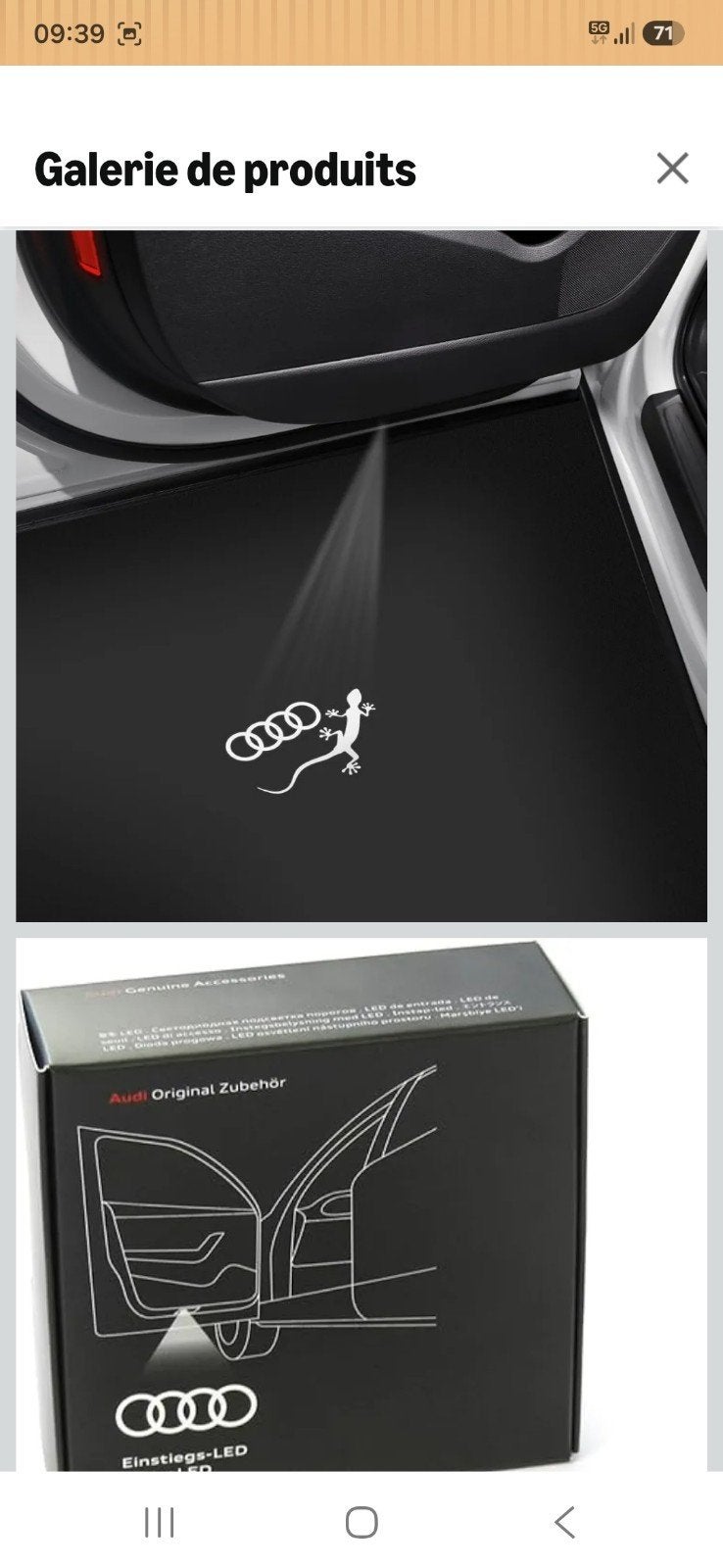 projecteur led audi gecko, Enlèvement