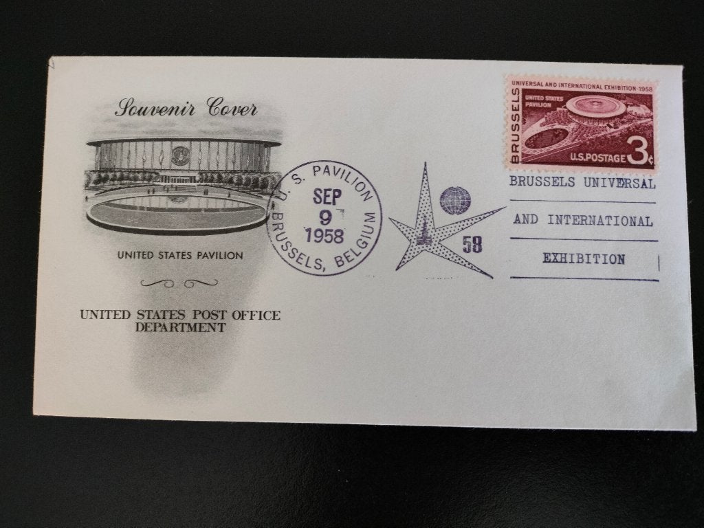 Expo 58 Bruxelles - FDC USA 1958 - Pavillon américain, Envoi, Affranchi, Amérique du Nord
