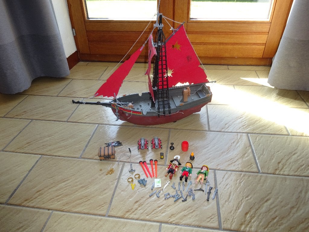 Playmobil piratenboot, Kinderen en Baby's, Ophalen of Verzenden, Zo goed als nieuw, Complete set, Boot/Schip