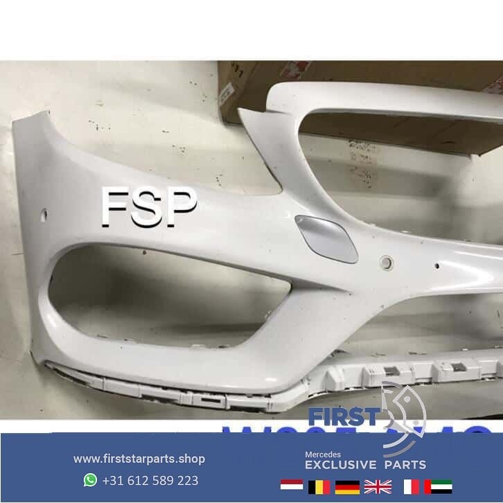 W205 C43 AMG Voorbumper Mercedes C Klasse 2014-2018 wit PDC, Gebruikt, -, Voor, Ophalen of Verzenden
