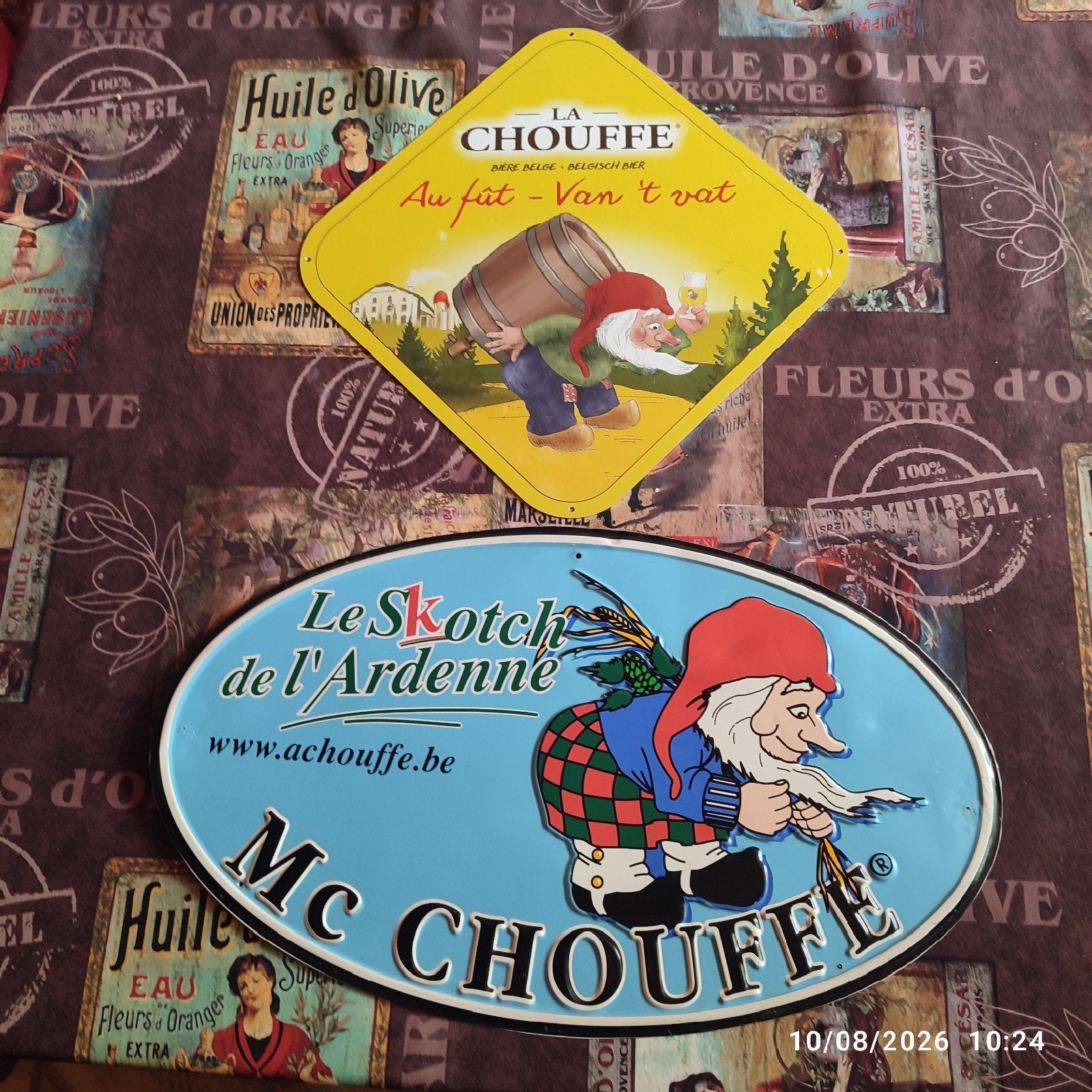 2 plaques CHOUFFE ., Enlèvement ou Envoi, Utilisé, Panneau, Plaque ou Plaquette publicitaire, Autres marques