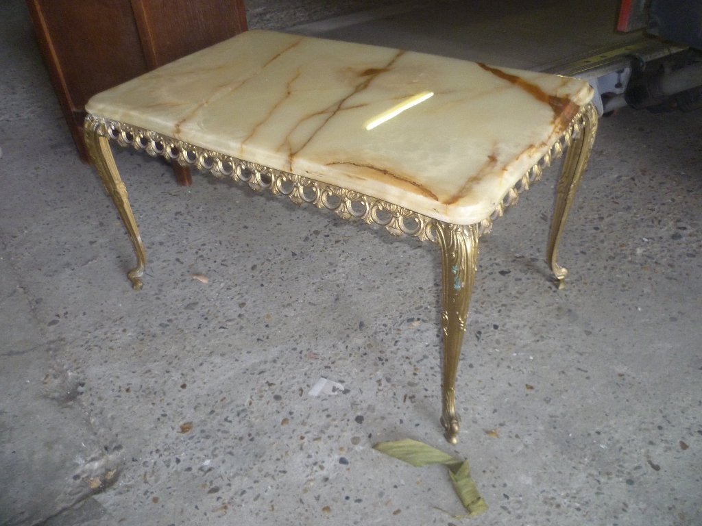 KOPEREN SALONTAFEL MET MARMER, Ophalen