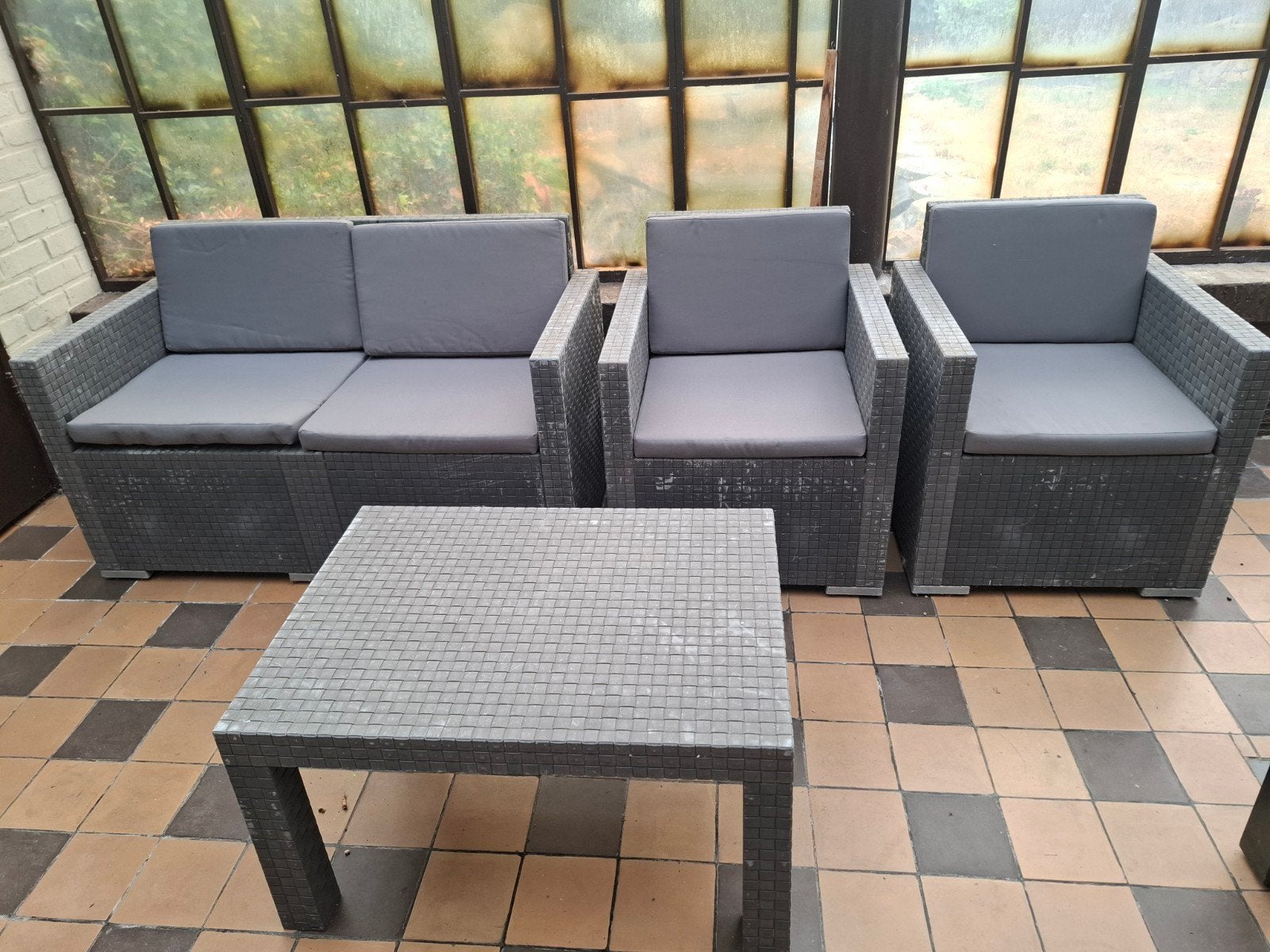 Loungeset tuin met kussens Allibert, Tuin en Terras, Ophalen, Gebruikt, Loungeset