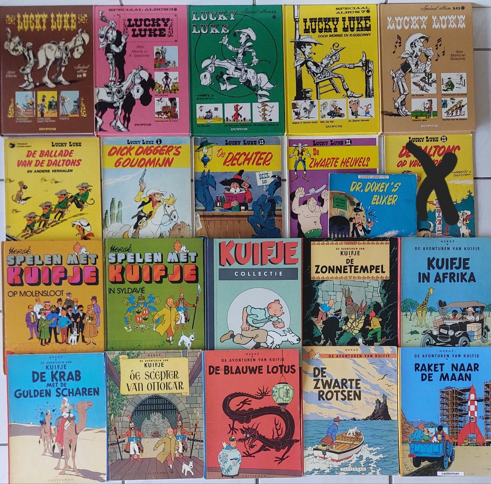 Strips Kuifje Lucky Luke, Boeken, Stripverhalen, Ophalen of Verzenden