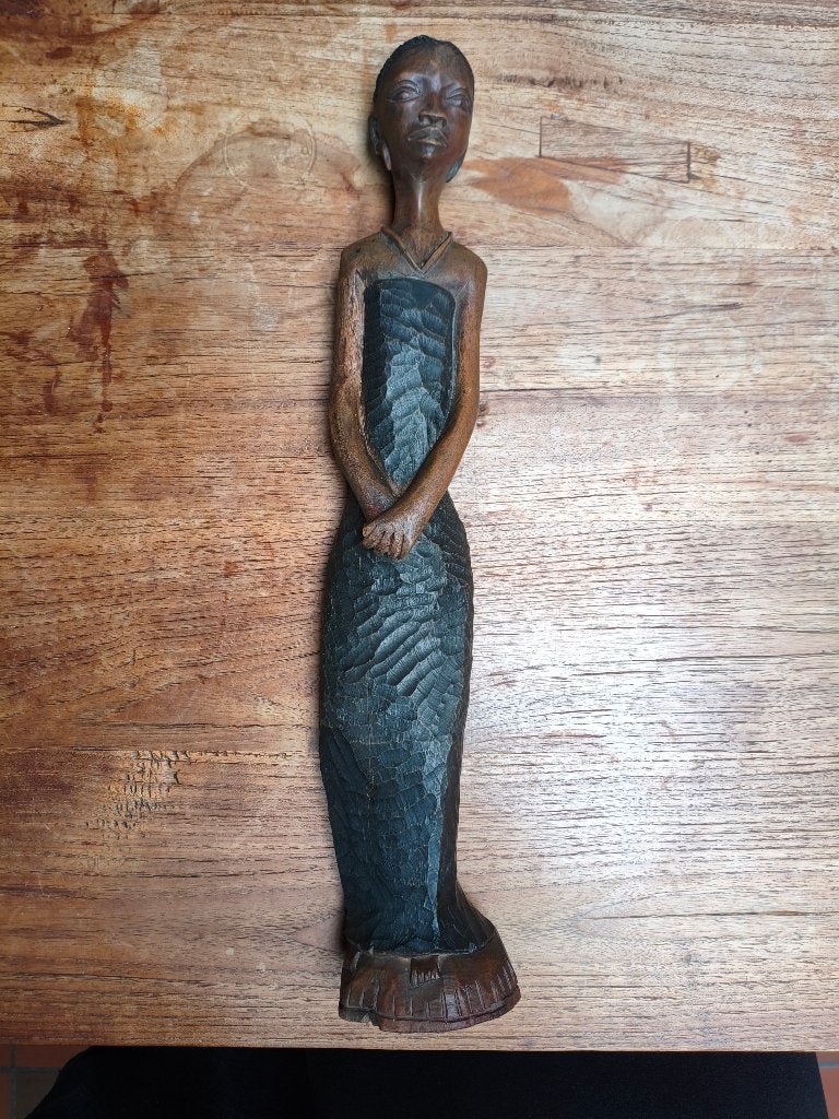 Afrikaans beeld, Antiquités & Art, Bois, Brun, 50 - 100 cm, Enlèvement