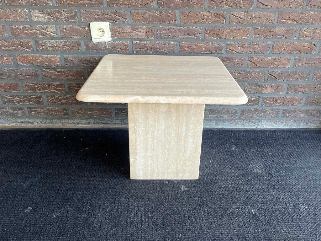 Travertin bijzettafel 50x50x37, Ophalen of Verzenden